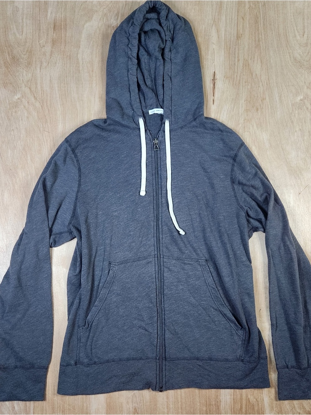 James Perse Mens Gray  Long Sleeve Full Zip Hoodie Size 3 Made In USA
